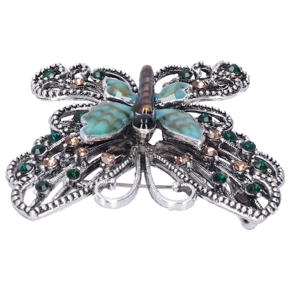 Brosch Pin Diamante ihålig fjärilsmönster Slipstift Kavajnålar Fest Corsage TillbehörGrön
