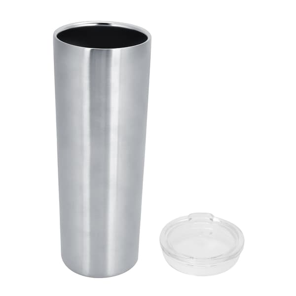 20 oz resemugg i rostfritt stål med lock för kaffe, te, varma eller kalla drycker, silver