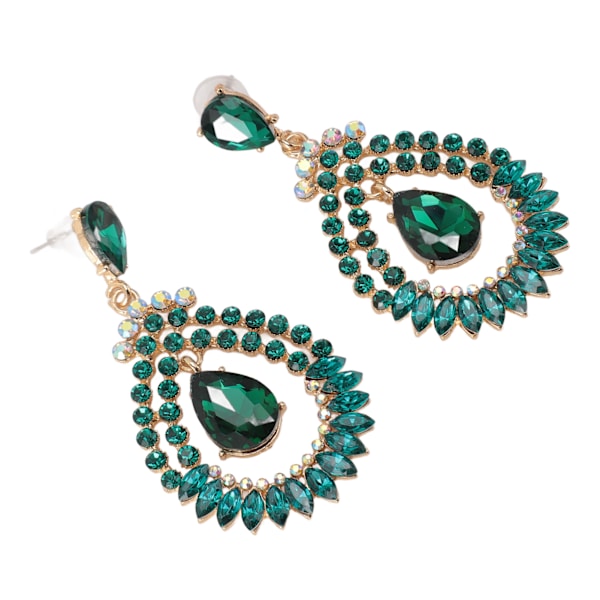 Vanddråbe Rhinestone Vedhæng Øreringe Elegant Legering Funklende Rhinestone Dangle Øreringe til Bryllup Grøn Mellem KC Guld