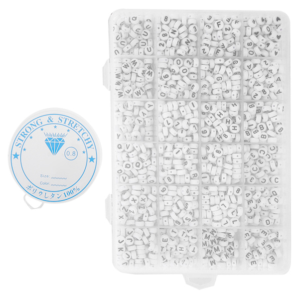 1850 stk 4x7 mm runde akrylperler Bogstavnummer Hjerteperler til smykkefremstilling tidlig uddannelse