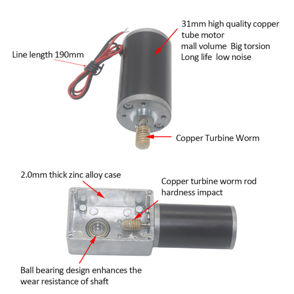 Alennussähkövaihteistomoottori käännettävä kierukkavaihdemoottori 8mm akseli - 1 kpl 12V,10RPM 12V,10RPM