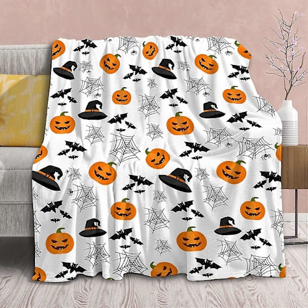 Tæppe Halloween Dekoration Græskar Fleece Letvægts Kast Gaver Til Fødselsdag Jul Bløde Flanelltæpper Til Alle Sæsoner Seng Sofa-40x50 Tommer