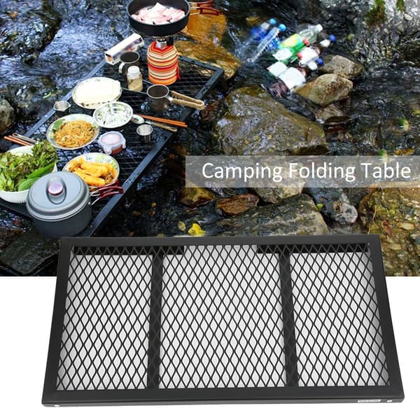 Utomhus hopfällbart minibord Bärbar campingpicknick Integrerad förvaringsgrillställ Järn