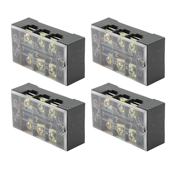 4st terminalblock Dubbelrad högströmsskruvklämma terminalspärrremsa med cover 600V 35A 3 positioner (3503)