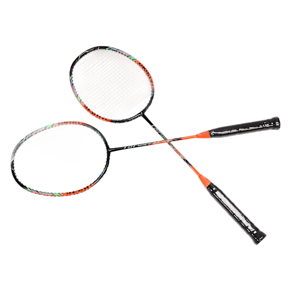 2 st kolfiber badmintonracketar ultralätta vuxna för träningstävling rekreation orange