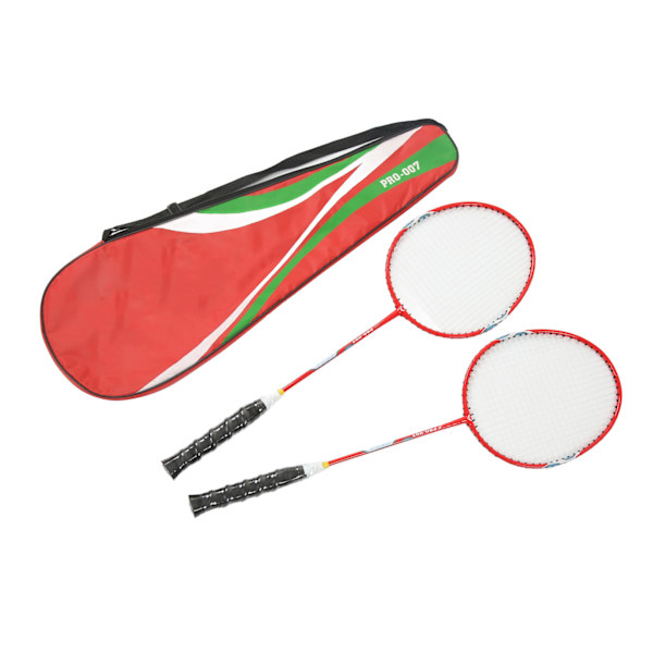 2 st badmintons racket i ferroalloy integrerad primär badminton racket med nylonhandtag röd