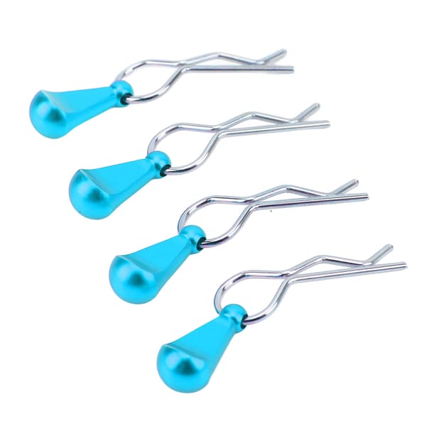 4 stk. RC Karosseri Klips Stift Rustfrit Stål R-Form Universal til 1/8 1/10 Fjernstyret Bil Blå