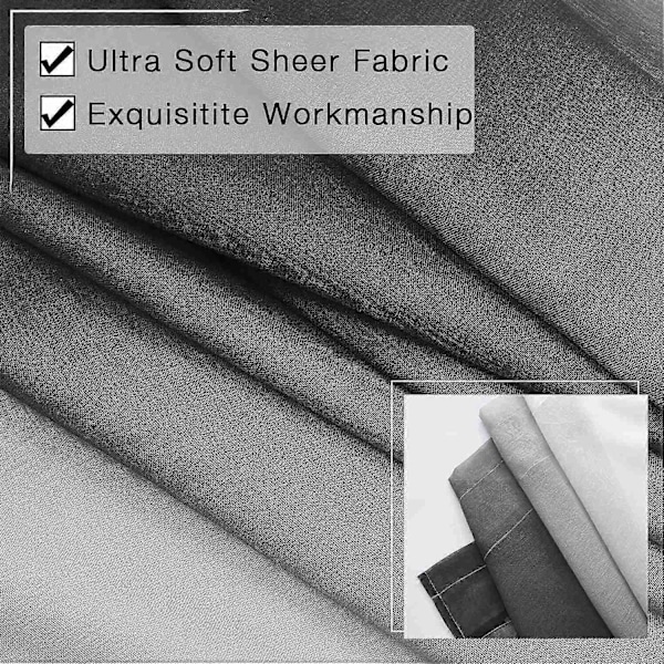 2025 Nye Sorte Ombre Faux Hør Tynde Gardiner til Soveværelse Stue Stanglomme, 2 Tone Reversible Gradient Voile Semi Vinduesgardiner, Privatliv og L