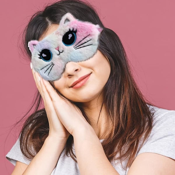 Söt kattunge sovmask set - 3 st djurögonmasker för barn, flickor och kvinnor