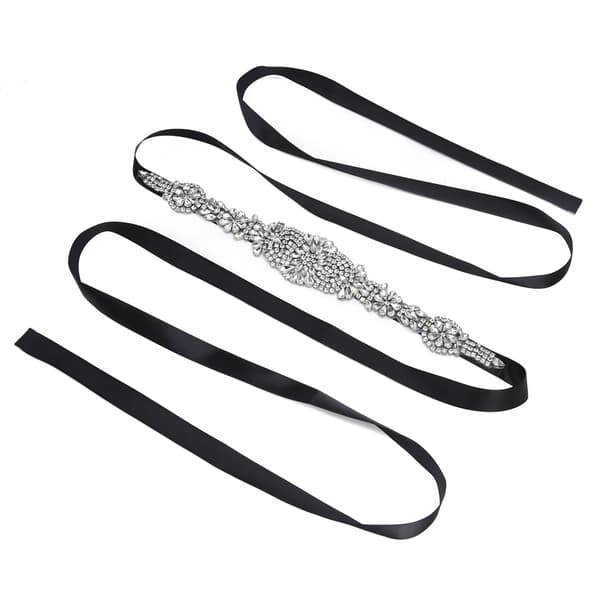 Rhinestone brudekjolebelte Elegant midjebelte Klestilbehør til brud brudepike Svart