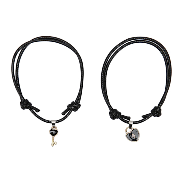 10 stk Hjerteform armbånd Nylon reb Længde Justerbar Let Match Stilfuldt Armbånd Smykker til Par Kvinder Mænd Gave Sort