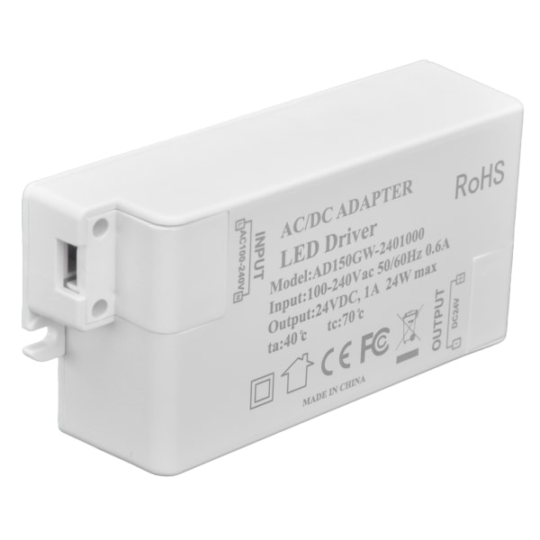 DC 24V 24W 1A LED Driver Konstant Spænding Brandhæmmende Effektiv DIY LED Strømforsyning AC 100‑240V