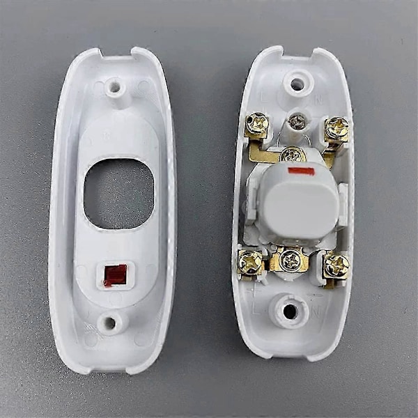 Paket AC 250V 10A Inline På/Av Vippströmbrytare Bordslampa Kabelströmbrytare med LED-indikator Vit_SZXM