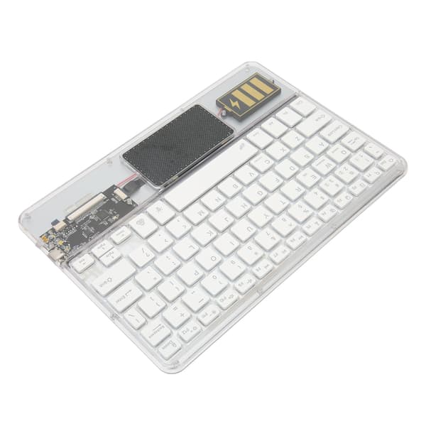 Trådløst Bluetooth-tastatur Multifunksjonelt akryltastatur for Windows for Android for IOS Hvit