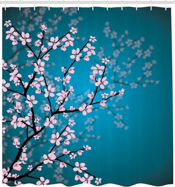 Japansk dusjforheng, Sakura Bloom-tema, stoffsett