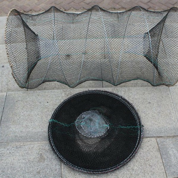Rund fiskenätsbur med hög styrka Lättvikt flexibel fjäderfiskeburkorg 40 cm diameter