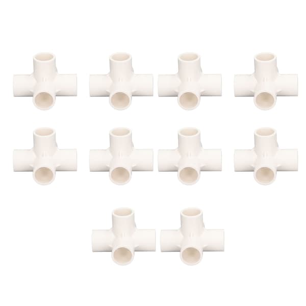 10 stk. PVC-rørfitting 20 mm 5-vejs retvinklet 3-dimensionel albue-rørforbindelse til møbler hvid