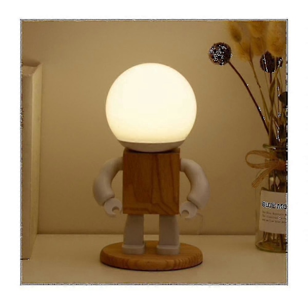 Bordslampa Trärobot Barn Pojke Födelsedagspresent