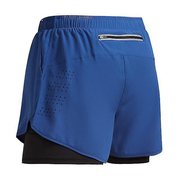 Herr 2-i-1 Dubbeldäck Sport Shorts för Sommarträning XL Blå