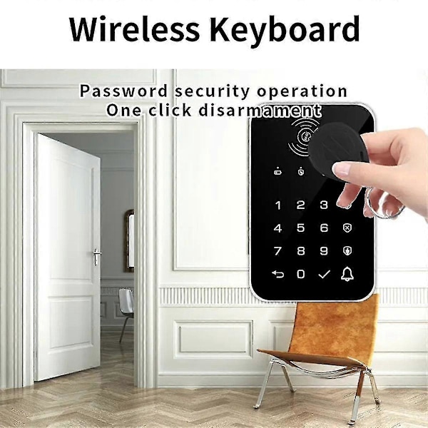 Langaton 433Mhz Kosketusnäppäimistölukko 3kpl RFID-kortti Viritys tai Pois päältä Ev1527 Koodaus yhteensopiva Tuya Smart Home-yezi:n kanssa
