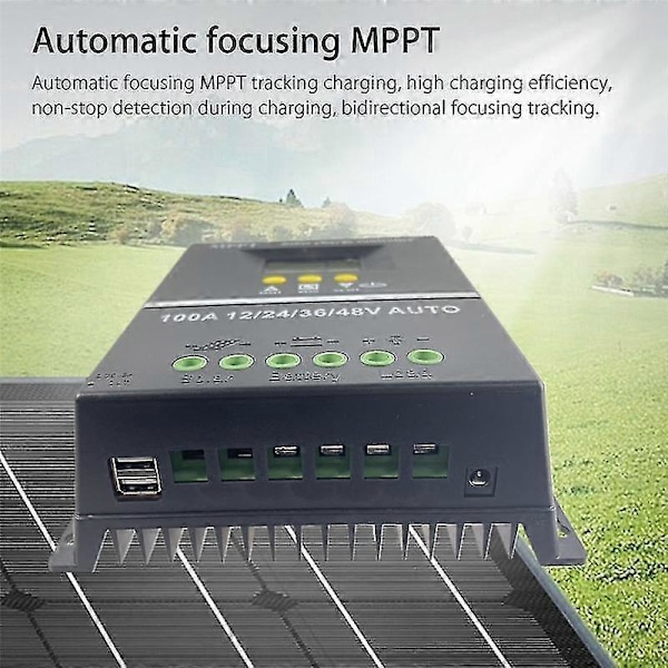Pwm 100a 12v 24v 36v 48v Auto Aurinkopaneelin Lataussäädin -CNJR