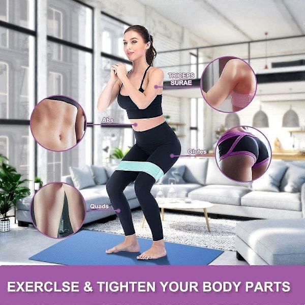 Modstandsbånd 3 Sæt, Premium Træningsbånd med Skridsikkert Design til Hofter & Balder, 3 Modstandsniveauer Workout Booty Bands