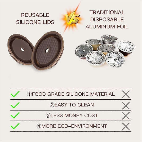 4 st Kaffekapsellock, Livsmedelsklassade Silikonlock kompatibla med Nespresso Vertuo Pods, Vertuo Pod Lock kompatibla med Återfyllningsbara Nespresso