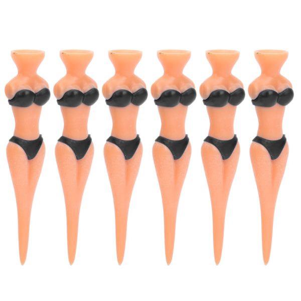 6st PE Plastic Golf Tees Skönhet Bikini Form Hållbar Träningsverktyg Tillbehör Svart