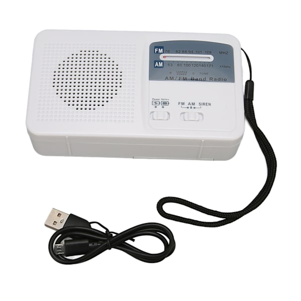Solar Håndsveiv Radio Multifunksjon Bærbar Oppladbar Nødradio med LED-lommelykt for Camping Outdoor White