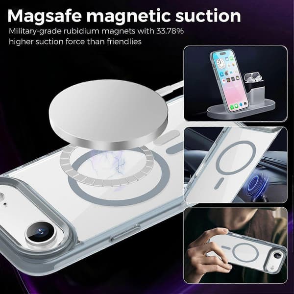 Til iPhone Air Cover Kompatibel med MagSafe TPU + PC Gennemsigtig Telefoncover Grå Titanium Grey Titanium Grey