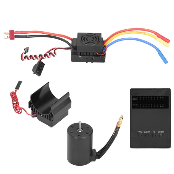 3650 4300KV Borstlös Motor 60A ESC Programkort Motor Kylfläns Set för 1/10 RC Bil
