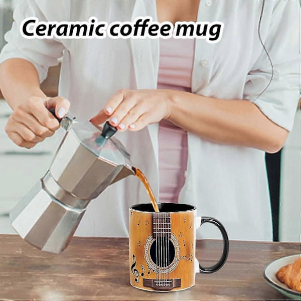 Keramisk Kaffekop - Musikalske Noder Guitar Musiker Krus 301-400ml