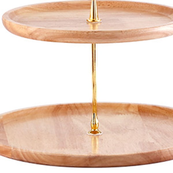 Fruktfat Trä Naturlig Texturerad Enkel Elegant Stark Hållbar Matbricka Tårta Frukt Serveringsbricka 20+25cm Dubbla Lager