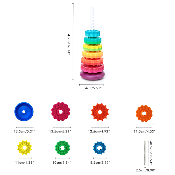 Baby Infant Toy Rainbow Revolving Tower Baby Stacking Toy Rainbow Tower Stacking Games Stacking Blocks