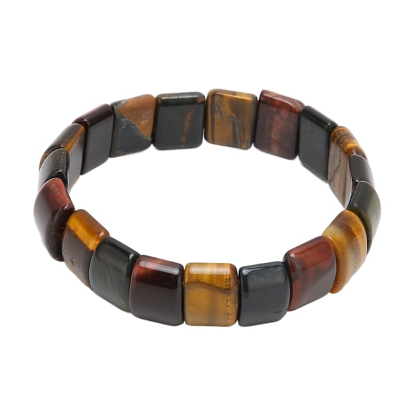 Tigerøye Armbånd Blandet Farge Kvadrat Perler Unisex Naturlig Stein Armbånd for Menn Kvinner