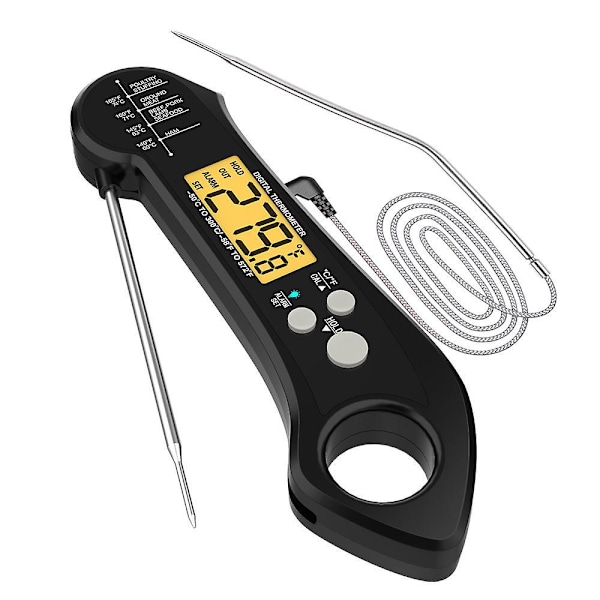 Rechargeable Digital Meat Thermometer with Rotating LCD Screen - Waterproof Cooking Tool