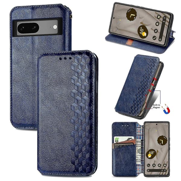 Etui til Google Pixel 7a Flip Pung Flip Magnetisk Beskyttelsesetui Pung Kompatibel med Google Pixel 7a Etui Blue