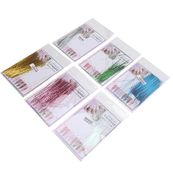 6 pussia kynsien pidennys Nail Art Glitter Lines Värikäs Nail Art Line Sormenpäässä Manikyyri koristelu