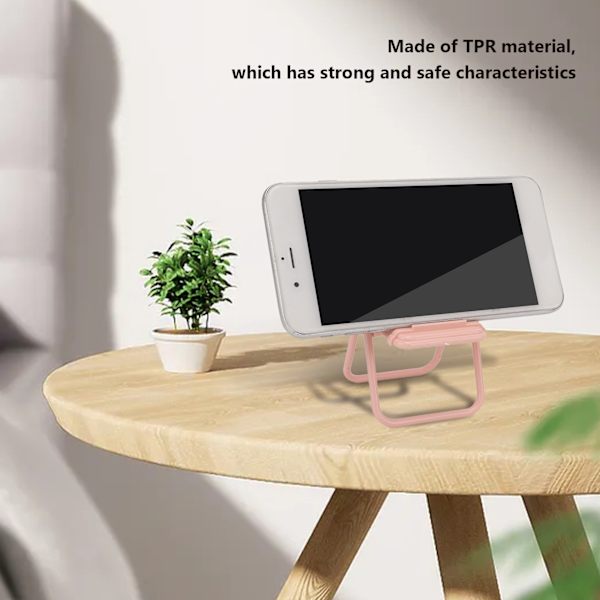 Bærbart telefonstativ - TPR-materiale, liggende og portrættilstand, skammelform, dekorativ mobilholder Pink