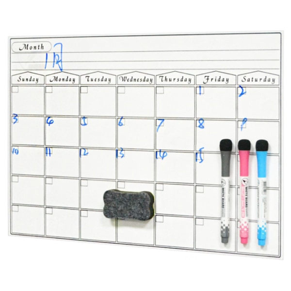 Whiteboard Magnetisk Kylskåpstavla Torr Radera Memo Notepad för Hem Kök Shoppinglista Måltidsplanerare Kontorsmeddelande