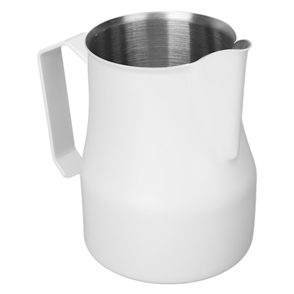 Melkeskummerkanne Kaffesteamingkanne 304 Rustfritt Stål Kaffemelkkopp Melkeskummerkopp Olecranon Type Outlet Hvit 450ML