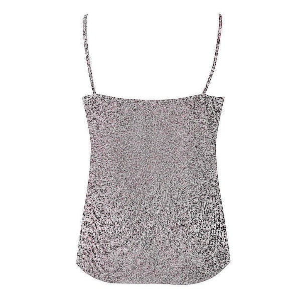 Glitter Pink Strappy Tank Top - Naisten Sparkle Cami Swing Vest