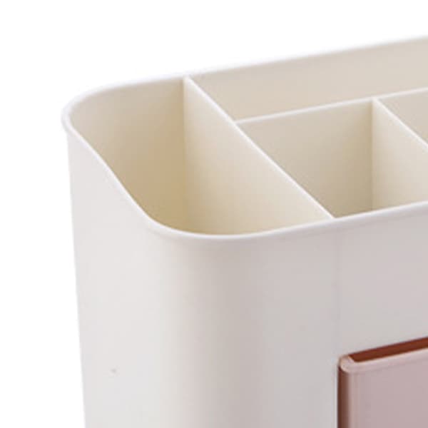 Kosmetik Makeup Organizer PP Multifunktionel 6 Rum Makeup Skrivebords Organizer med Skuffe Pink