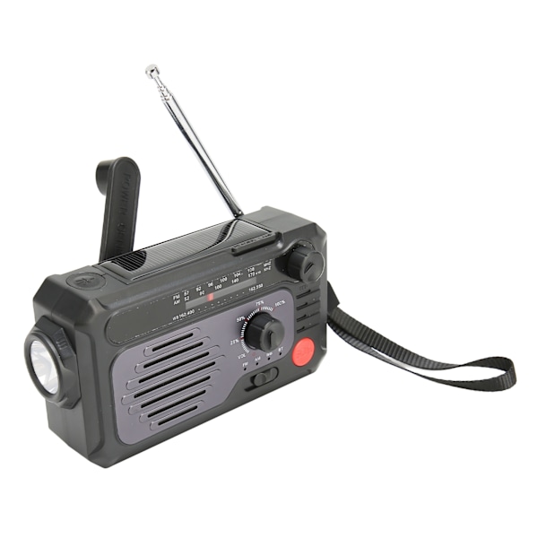 Håndsveiv værradio NOAA AM FM BT Type C lader nød solradio med lommelykt LED leselys SOS alarm