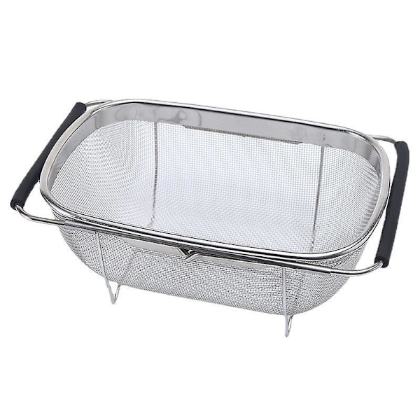 Mesh Si Strainerkurv - Rustfrit Stål, Oval Form, Udvidbar, til at Si, Dræne og Skyl Frugt og Grøntsager