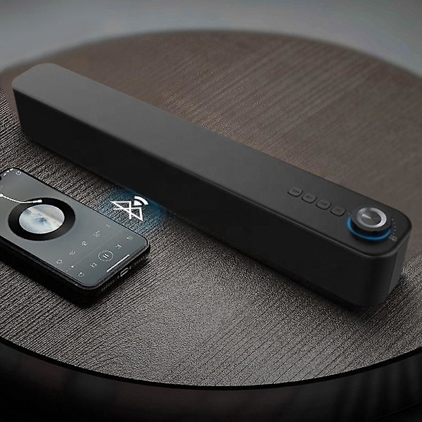 Mini Soundbar med Subwoofer til TV og PC Håndfri Opkald Hjemmebiografhøjttaler med Indbygget Mikrofon Sort