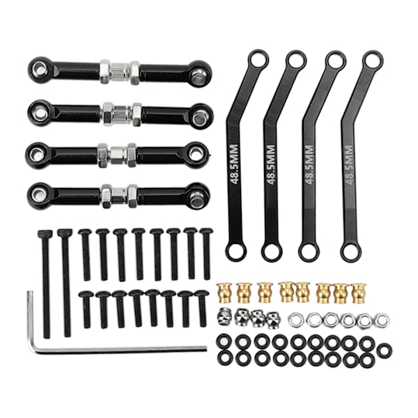 8PCS Högt Markfrigång Fram Länkar Set 1/24 Aluminiumlegering Stål Slitstark Crawler Bil Upphängnings Länkar Set för FMS Svart