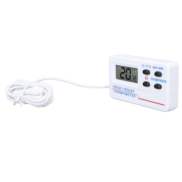 Digitalt køleskabs termometer ‑50℃ til 70℃ ‑58℉ til 158℉ Høj nøjagtighed digitalt fryser temperaturmåler med alarmfunktion