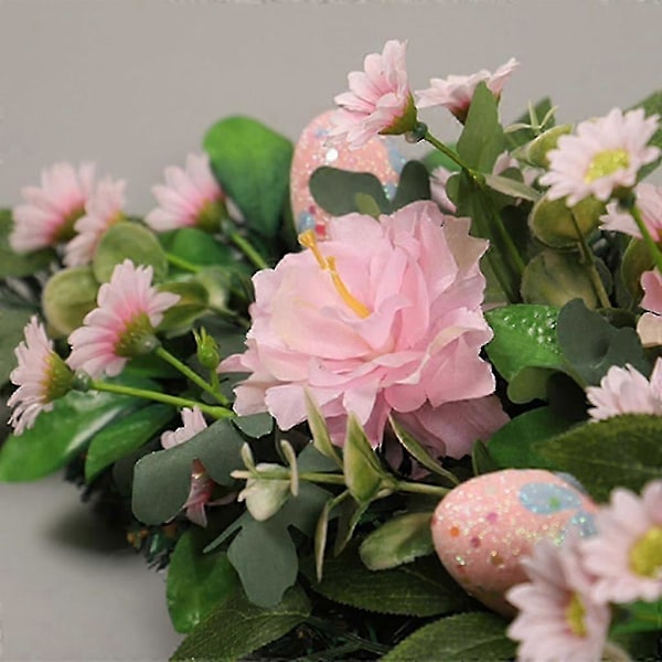 Påskäggskrans med konstgjorda blad sidenblomma för vår påskfest