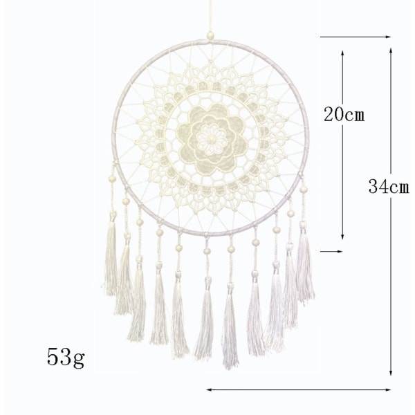 Håndlavet Macrame Dream Catcher Vægophæng, Bohemian White Wall Decor